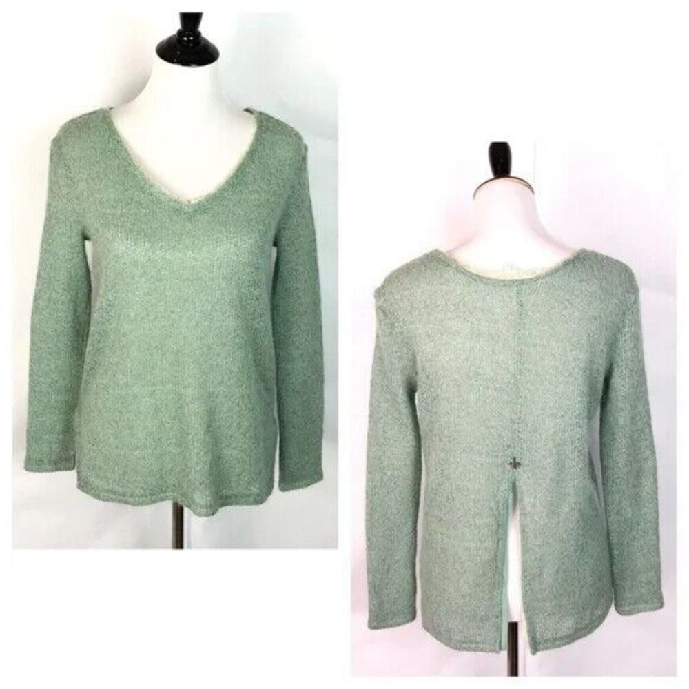 Others Follow Open Knit Top Size S Green Cozy Fuzzy Floral Lace Fairy Balletcore